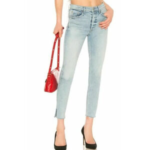 GRLFRND | Karolina High Rise Skinny Raw Hem Jeans in Titanium - Size 31